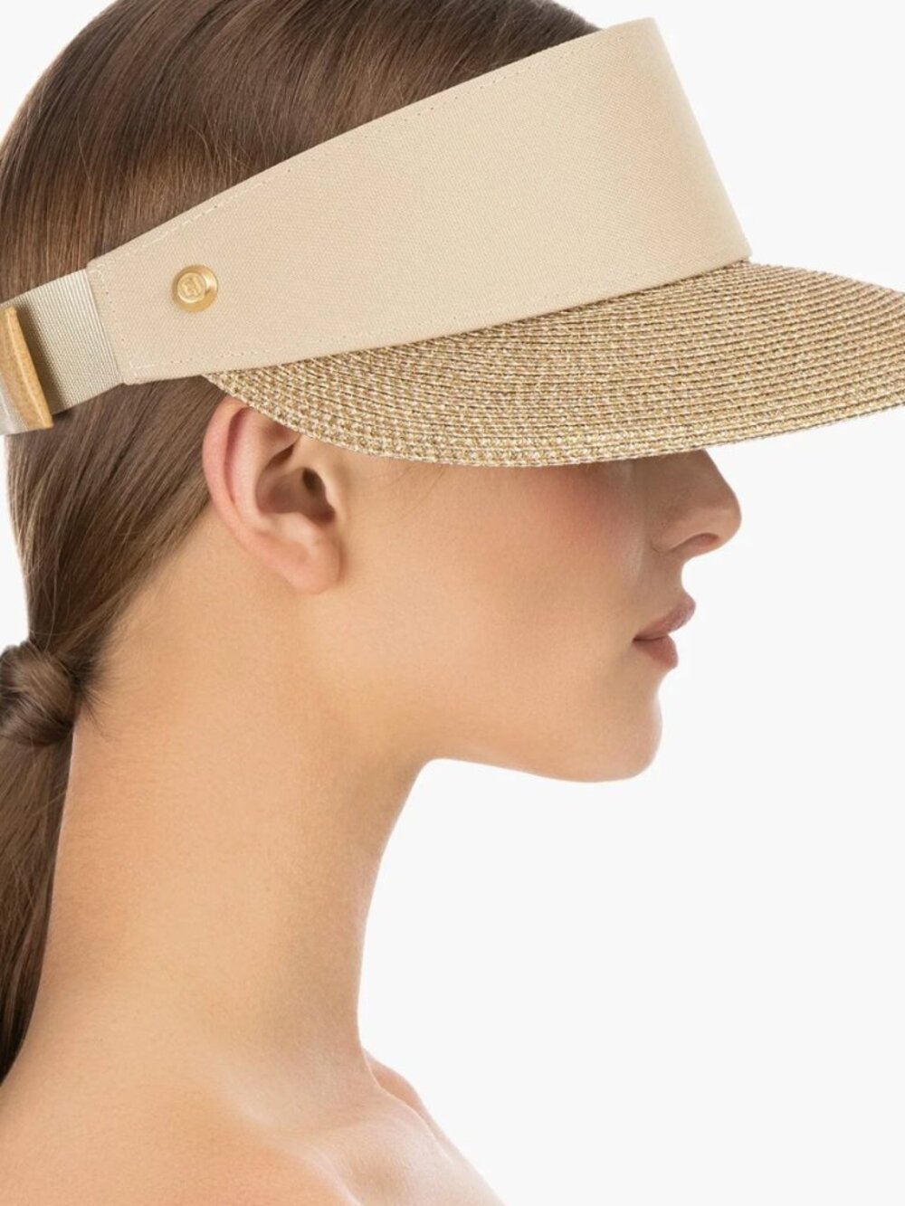 NWT Eric Javits Champ Visor in Gold Sand - Picture 4 of 7
